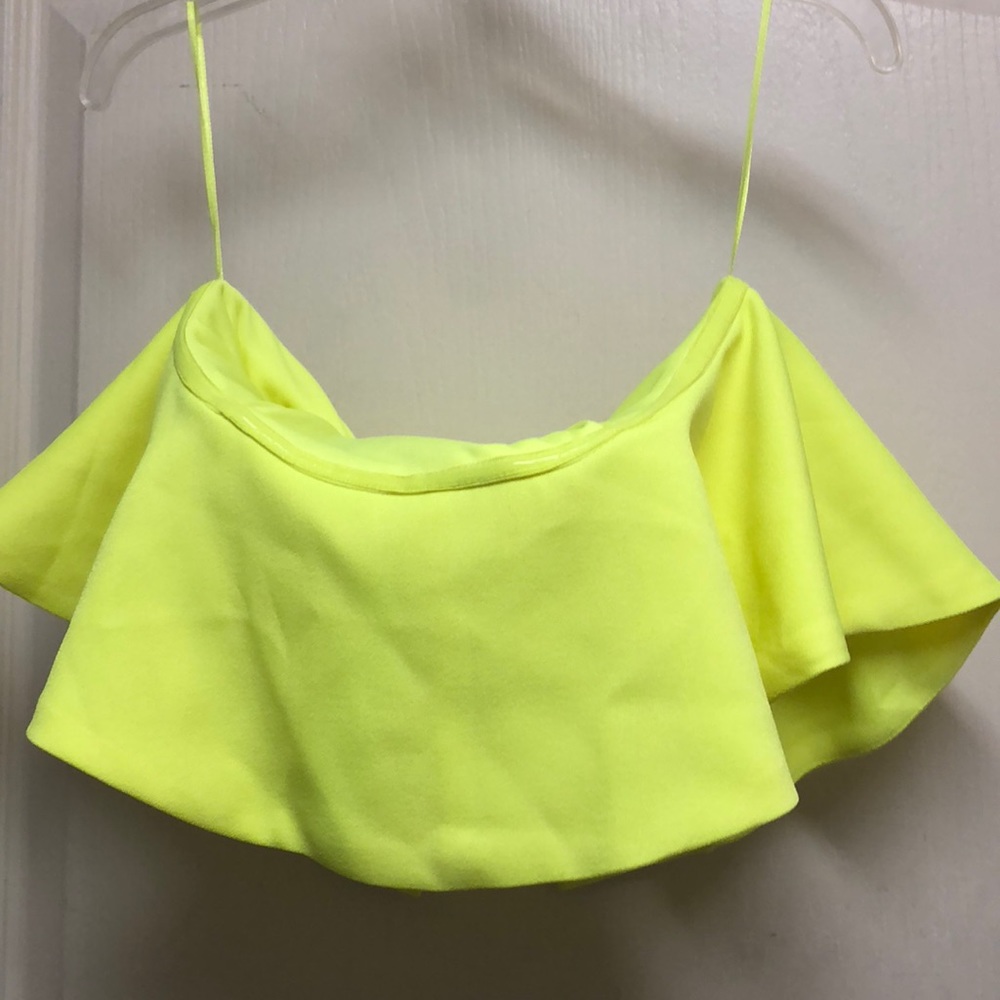 Neon yellow flowy crop top